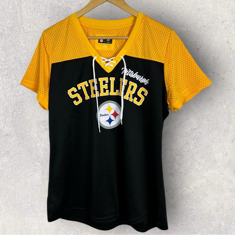 Pittsburgh Steelers Womens Short Sleeve V-Neck Tee Size XL NFL Team Top NWT NEW